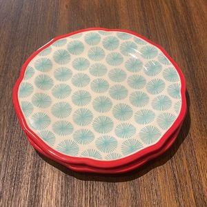 The Pioneer Woman Happiness Scalloped Red Rim Dessert Plates (Set of 2)